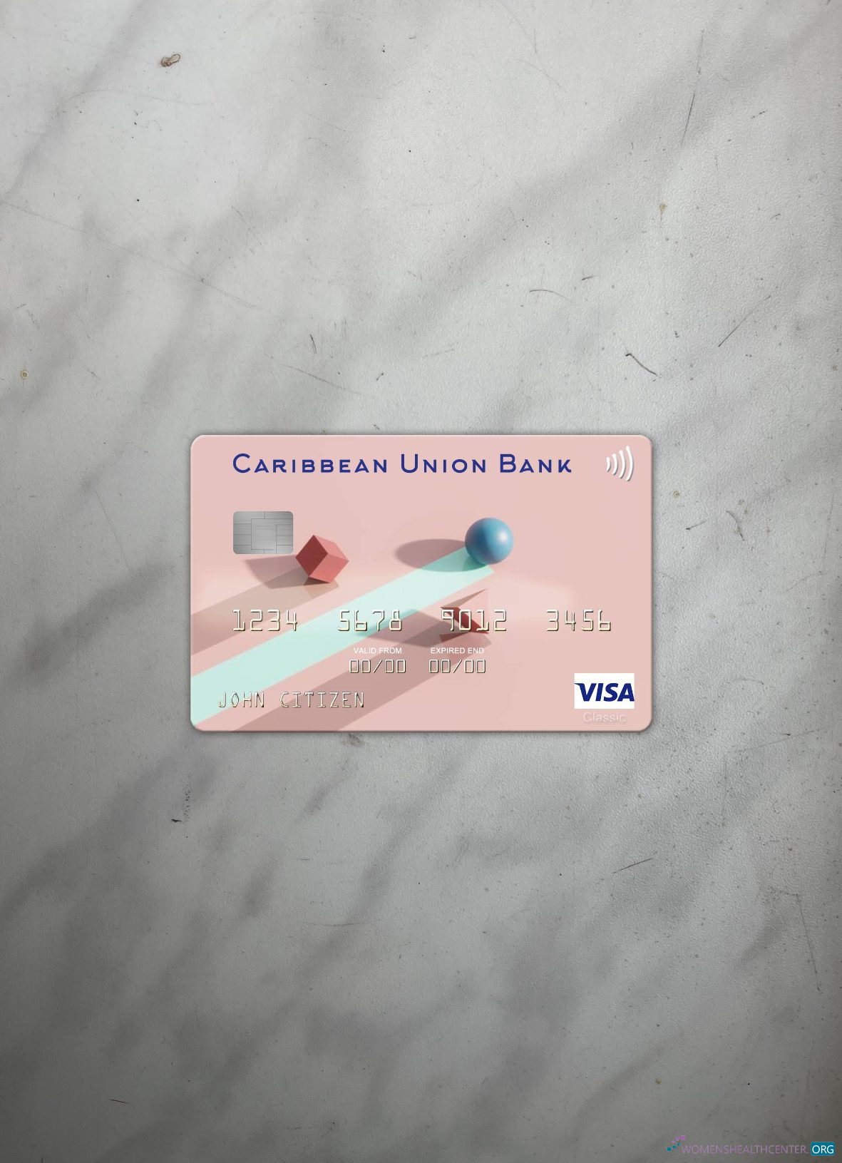 Download Antigua and Barbuda Caribbean Union Bank visa card photolook front Photoshop template